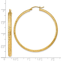 Thumbnail for 14K Diamond-cut 3.5x46mm Hollow Hoop Earrings