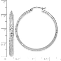 Thumbnail for 14K White Gold Diamond-cut 3.5x38mm Hollow Hoop Earrings