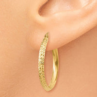 Thumbnail for 14K Knife Edge Diamond-cut 2.5x25mm Hollow Hoop Earrings