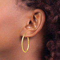 Thumbnail for 14K Knife Edge Diamond-cut Hollow Hoop Earrings