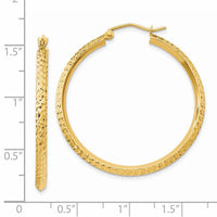 Thumbnail for 14K Knife Edge Diamond-cut Hollow Hoop Earrings