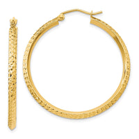 Thumbnail for 14K Knife Edge Diamond-cut Hollow Hoop Earrings