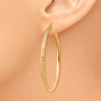 Thumbnail for 14K Knife Edge Diamond-cut Hollow Hoop Earrings