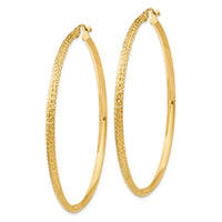 Thumbnail for 14K Knife Edge Diamond-cut Hollow Hoop Earrings