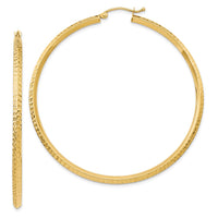 Thumbnail for 14K Knife Edge Diamond-cut Hollow Hoop Earrings