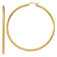 Thumbnail for 14K Knife Edge Diamond-cut Hollow Hoop Earrings