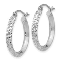 Thumbnail for 14K White Gold Knife Edge Diamond-cut 2.5x20mm Hoop Earrings