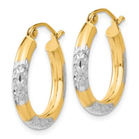 Thumbnail for 14K & Rhodium Diamond-cut 3x20mm Hoop Earrings