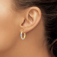 Thumbnail for 14K & Rhodium Diamond-cut 3x20mm Hoop Earrings