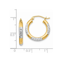 Thumbnail for 14K & Rhodium Diamond-cut 3x20mm Hoop Earrings