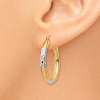 Thumbnail for 14K and Rhodium Diamond-cut 3x25mm Hoop Earrings