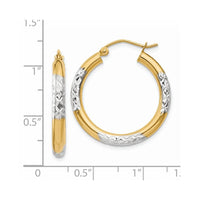 Thumbnail for 14K and Rhodium Diamond-cut 3x25mm Hoop Earrings