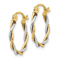 Thumbnail for 14k Two-tone Polished 1.8mm Twisted Hoop Earrings