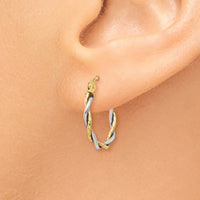 Thumbnail for 14k Two-tone Polished 1.8mm Twisted Hoop Earrings