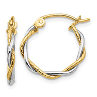 Thumbnail for 14k Two-tone Polished 1.8mm Twisted Hoop Earrings