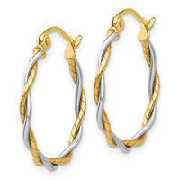 Thumbnail for 14k Two-tone Polished1.8mm Twisted Hoop Earrings