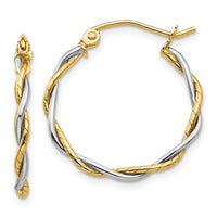 Thumbnail for 14k Two-tone Polished1.8mm Twisted Hoop Earrings