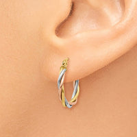 Thumbnail for 14k Tri-color Polished 2.5mm Twisted Hoop Earrings