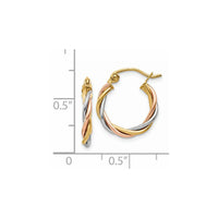 Thumbnail for 14k Tri-color Polished 2.5mm Twisted Hoop Earrings
