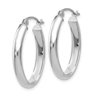 Thumbnail for 14k White Gold Polished 3.5mm Oval Hoop Earrings