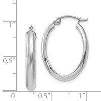 Thumbnail for 14k White Gold Polished 3.5mm Oval Hoop Earrings