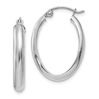 Thumbnail for 14k White Gold Polished 3.5mm Oval Hoop Earrings