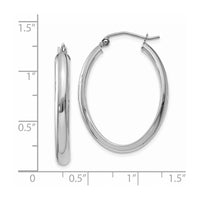 Thumbnail for 14k White Gold Polished 3.5mm Oval Hoop Earrings