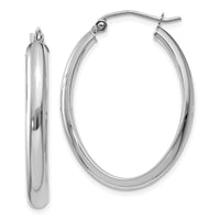 Thumbnail for 14k White Gold Polished 3.5mm Oval Hoop Earrings