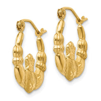 Thumbnail for 14k Polished and Satin Claddagh Hoop Earrings