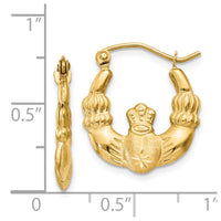 Thumbnail for 14k Polished and Satin Claddagh Hoop Earrings