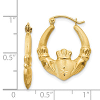 Thumbnail for 14k Polished and Satin Claddagh Hoop Earrings