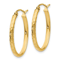Thumbnail for 14k Lightweight Diamond-cut Oval Hoop Earrings