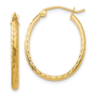 Thumbnail for 14k Lightweight Diamond-cut Oval Hoop Earrings