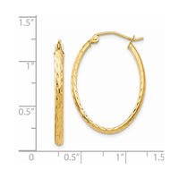 Thumbnail for 14k Lightweight Diamond-cut Oval Hoop Earrings