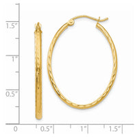 Thumbnail for 14k Lightweight Diamond-cut Oval Hoop Earrings
