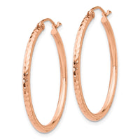 Thumbnail for 14k Rose Gold Diamond-cut Polished Hoop Earrings