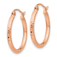 Thumbnail for 14k Rose Gold Diamond-cut Polished Hoop Earrings