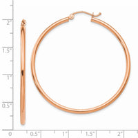 Thumbnail for 14k Rose Gold Polished 2mm Lightweight Tube Hoop Earrings