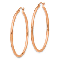 Thumbnail for 14k Rose Gold Polished 2mm Lightweight Tube Hoop Earrings
