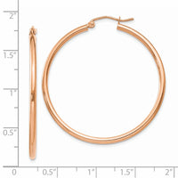 Thumbnail for 14k Rose Gold Polished 2mm Lightweight Tube Hoop Earrings