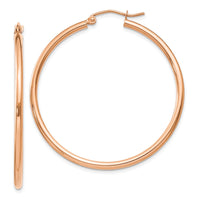 Thumbnail for 14k Rose Gold Polished 2mm Lightweight Tube Hoop Earrings