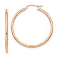 Thumbnail for 14k Rose Gold Polished 2mm Lightweight Tube Hoop Earrings