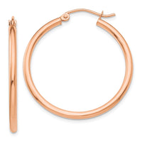 Thumbnail for 14k Rose Gold Polished 2mm Lightweight Tube Hoop Earrings
