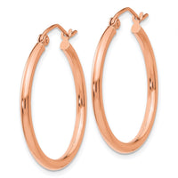 Thumbnail for 14k Rose Gold Polished 2mm Lightweight Tube Hoop Earrings
