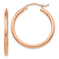 Thumbnail for 14k Rose Gold Polished 2mm Lightweight Tube Hoop Earrings