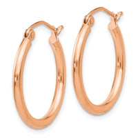 Thumbnail for 14k Rose Gold Polished 2mm Lightweight Tube Hoop Earrings