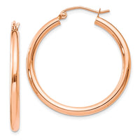 Thumbnail for 14k Rose Gold Polished 2.5mm Lightweight Tube Hoop Earrings