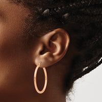 Thumbnail for 14k Rose Gold Polished 2.5mm Lightweight Tube Hoop Earrings