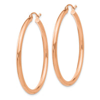 Thumbnail for 14k Rose Gold Polished 2.5mm Lightweight Tube Hoop Earrings