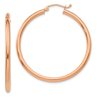 Thumbnail for 14k Rose Gold Polished 2.5mm Lightweight Tube Hoop Earrings